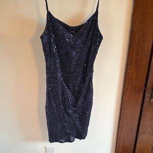 Elegant dark blue Sequin Dress